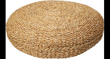 Home & Styling Vloerkussen Ibiza - naturel - jute/katoen - 58 x 20 cm - Extra dik rond grond zitkussen/matraskussen - Lage poef