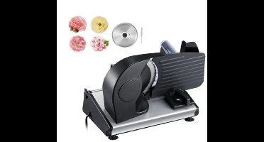 Vleessnijmachine - Snijmachine Allessnijder - Snijmachine - Vlees Snijmachine voor Thuis - 7.5 inch - 180W - Elektrische Vleessnijder - Inclusief 2 Premium SUS420 Messen