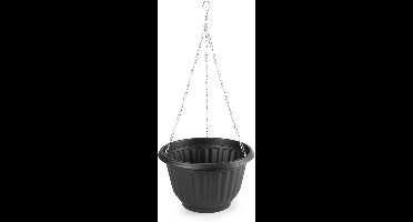 Hangpot + Muurhaak Lucca - antraciet - D20 cm - kunststof - metaal - tuinaccessoires