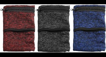 Allecto Plus - 3-delige Sport Pols Tas met Rits Draagbare Portemonnee Zweetabsorberende Polsband voor Voetbal en Hardlopen - Grijs