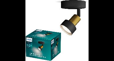 Philips Conduit Spot - Wandspot - Zwart met goud design - GU10 LED fitting