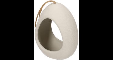 JENS Living Waxinelichthouder - Ophangbaar - 18,5 x 11,5 x 23,5 cm - Terracotta - Wit