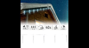 Kerstverlichting LED ijspegelverlichting koud wit 19 kegels 40 LED's 8 lichtstanden met timer