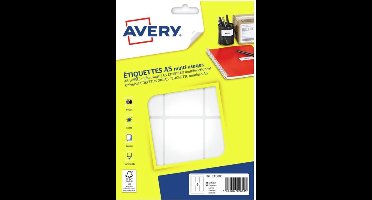 Avery ETE006 printeretiket Wit Zelfklevend printerlabel