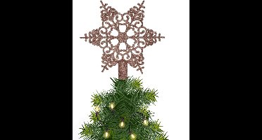 Kerstster/kerstboom piek/topper open - lichtroze - H19 cm - glitter - Kerstversiering