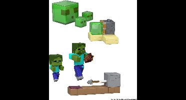 Mattel Minecraft actiefiguur Redstone Charged Sticky Piston Trap groen.
