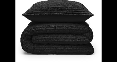 Sleeptime 2 in 1 Teddy Rib Dekbed zonder Overtrek - Dekbed Inclusief Slopen - 140 x 200 cm - Zwart