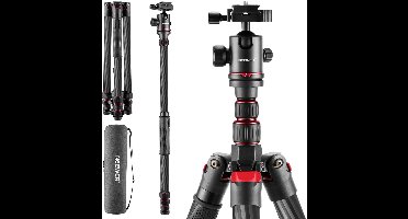 NEEWER 205 cm reisstatief van koolstofvezel, nieuw camerastatief met 2-delige middenas, 360° panoramische balhoofd, 1/4" Arca-type QR-plaat, met ø28 mm kolom, monopodstatief max. belasting 26,5 lb, N55CR