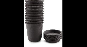 Boraboi® Set van 10 bruine kunststof bloempotten met onderzetter voor zaailingen, Hars, Beige, 15 cm