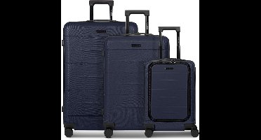 Police London 4 wielen Kofferset 3-delig met uitbreidingsplooi - Harde bagage - Combinatieslot - dark navy