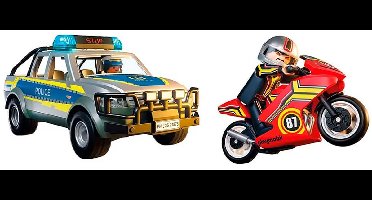 PLAYMOBIL Action Heroes - Achtervolging met politie-ophaaldienst - Politie met licht - en geluidseffecten - 71875