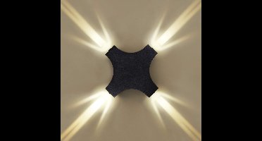 4W LED-wandlamp voor binnen en buiten, IP65 waterdicht, moderne verlichtingsarmatuur, originele creatieve designlamp voor woonkamer, slaapkamer, gang, café, bar, tuin, zwart, warm wit licht