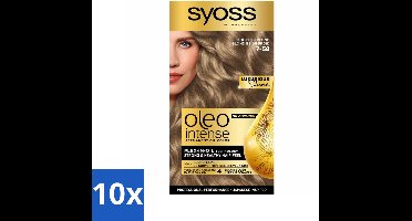 10 x SYOSS - Oleo Intense 7-58 Cool Beige Blond - Haarverf - Zonder Ammoniak - Grijsdekking - Langdurige Kleur - Haarverf - Permanent Haarkleuring - Grijsdekking - Zonder Ammoniak - Olie-formule