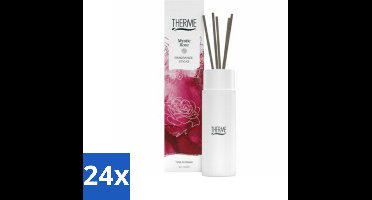 24 x Therme - Mystic Rose - Geurstokjes - Langdurige Geur - Aromatisch - 100ml - Geurstokjes - Roos Geur - Luxe Geur - Langdurige Geur - Wellness