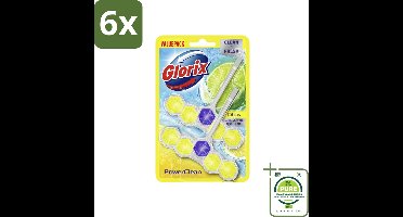 Glorix - Toiletblok - Power Clean Citroen - Fris & Citroen - 2 blokken - Voordeelverpakking - 6 stuks - Toiletblok - Toilet schoonmaak