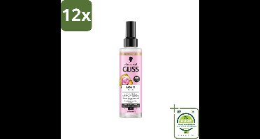 Gliss - Anti-Klit Spray Liquid Silk Gloss voor Glanzend en Klitvrij Haar - 200 ml - Voordeelverpakking - 12 stuks - Haarspray - Anti-klit spray