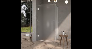 FugaFlow Eccelente Vetro Douchecabine - 90x140x200cm - scharnieren - deurgreep - vlak - gesatineerd veiligheidsglas - Mat wit