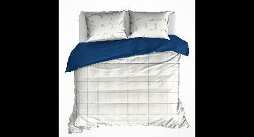 De Witte Lietaer Dekbedovertrek Juul Blue Indigo - 240 x 220 + (2) 60 x 70 cm - Katoen Flanel