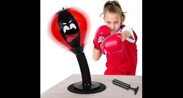 EGoods - Bokszak voor op Bureau, Zuignap Aanrechtbokszak - Fun Punch Rage Bag voor Kinderen en Volwassenen - Kantoor Bokszak in Zwart en Rood