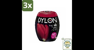 3 x DYLON – Textielverf Pods – Tulip Red – 350 g - Grootverpakking - Textielverf - Wasmachineverf - Kleurtextiel - Tulip Red - Textielverf Pod