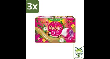 3 x Robijn - 3-in-1 Tropical - Wascapsules - 15 Wasbeurten - Grootverpakking - Wascapsules - Tropische Geur - Kleurbehoud - Biologisch Afbreekbaar - Wasmiddel