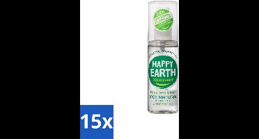 15 x Happy Earth – Deodorant Spray – 100% Natuurlijk Unscented – 100 ml - 100% Natuurlijk - Geurloos - Hypoallergene Deodorant - Natuurlijke Mineralen - Biologische Aloë Vera