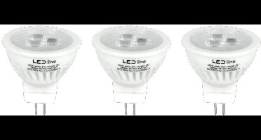 LED line PRIME LED Spot GU4 MR11 - 3W (vervangt 30W) - 330lm - Ø35mm - 12V - Energiezuinig - 3 stuks