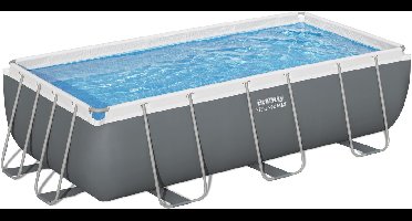 Bestway Power Steel - Opzetzwembad inclusief filterpomp en zwembadtrap - 404 x 201 x 100 cm - Rechthoekig