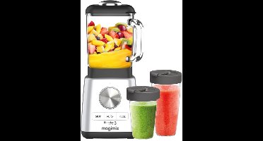 Magimix Blender Power 3 - Smoothie Maker - 1,2 Liter - Ice Crusher - Mat Chroom - + To go cups