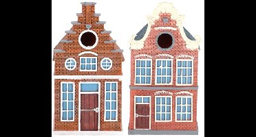 Set Vogelhuisjes - grachtenpand - 14 x 17 x 25 cm - klokgevel en trapgevel - nestkastje