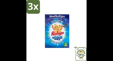 3 x Robijn Geurbuiltjes Intense 3 stuks per verpakking - Grootverpakking - Geur In Kast - Kledingkast - Frisheid Kleding - Langdurige Geur - Geurbuiltjes