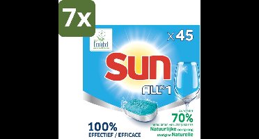 Sun All-in One - Ecolabel - Vaatwastabletten - 45 Tabletten - Bulkverpakking - 7 stuks