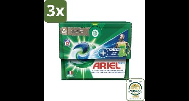 3 x Ariel - Original - Actieve Geurbestrijding - Wasmiddelcapsules - Pods+ - Witte en Gekleurde Was - 12 Wasbeurten - Grootverpakking - Wasmiddelcapsules - Actieve Geurbestrijding - Pods+ - Frisheid - Reiniging