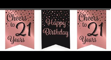 Vlaggetjesslinger roze/zwart - 21