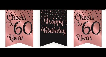 Vlaggetjesslinger roze/zwart - 60