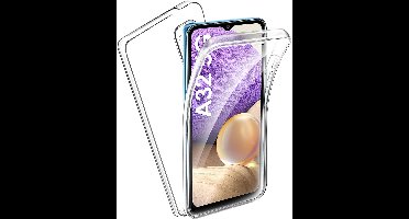 Hoesje Geschikt Voor Samsung Galaxy A32 5G Dual TPU Case hoesje 360° Cover 2 in 1 Case ( Voor en Achter) Transparant