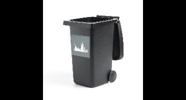 Container sticker New York illustratie - Illustratie van een wit Silhouet tegen een grijze achtergrond Klikosticker - 40x40 cm - kliko sticker - weerbestendige containersticker