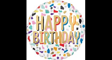 Amscan Folieballon Happy Brithday Confetti 43 Cm Wit