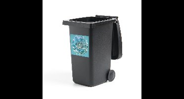 Container sticker Chrysant - Blauwe Chrysant - 40x40 cm - kliko sticker - weerbestendige containersticker