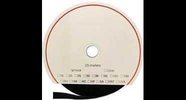 FASTECH® T0105099990225 Klittenband Om vast te plakken Acrylaat Haakdeel (l x b) 25000 mm x 50 mm Zwart 25 m