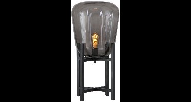 Expo trading Benn Mini tafellamp | Ø25cm | 40 cm hoog | zwart frame | rookglas