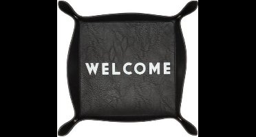 Fisura Dienblad Welcome 19 X 19 Cm Pu-leder Zwart