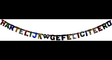 Slinger Hartelijk Gefeliciteerd - wenslijn - letter banner - 200 centimeter