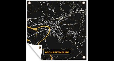 Tuinposters Goud – Duitsland – Plattegrond – Gold – Stadskaart – Kaart – Aschaffenburg - 50x50 cm - Tuindoek