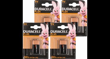 4x Duracell batterij 9 volt blok - batterijen - high energy / 9V blokken