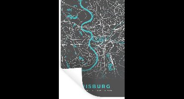 Muurstickers - Sticker Folie - Duitsland – Blauw – Duisburg – Stadskaart – Kaart – Plattegrond - 20x30 cm - Plakfolie - Muurstickers Kinderkamer - Zelfklevend Behang - Zelfklevend behangpapier - Stickerfolie