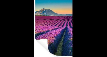 Muurstickers - Sticker Folie - Lavendel - Berg - Bloemen - 20x30 cm - Plakfolie - Muurstickers Kinderkamer - Zelfklevend Behang - Zelfklevend behangpapier - Stickerfolie