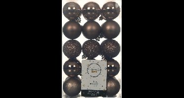 Decoris kerstballen - 30x st - walnoot bruin - D6 cm - kunststof - kerstversiering