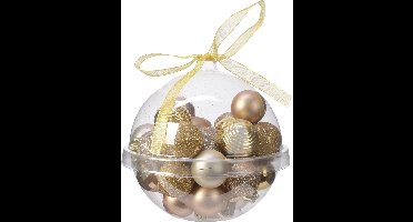 Decoris Kerstballen - 30st - kunststof - bruin-goud-champagne - 3 cm