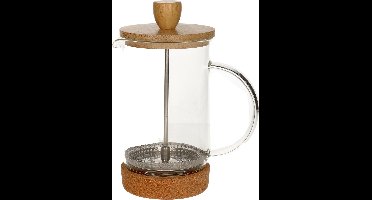Items Cafetiere French Press koffiezetter - 600 ml - bamboe - koffiezetapparaat - voor verse koffie - 16 x 9 x 18 cm